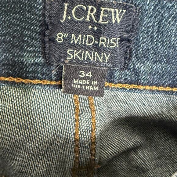 J. Crew Crop Ankle 8" Mid Rise Stretch Skinny Slimming Jean 34 Blue Dark Wash - Picture 7 of 15